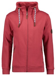 Ragman High Neck Drawstring Sweat Cardigan Zip Vintage Red