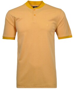 Ragman Jacquard Design Softknit Polo Geel