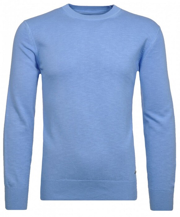 Ragman Knit Pullover Uni Round Neck Bright Blue