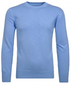 Ragman Knit Pullover Uni Round Neck Trui Bright Blue
