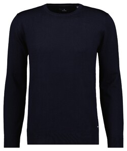 Ragman Knitted Round Neck Solid Color Merino Wool Trui Marine