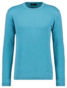 Ragman Lightweight Cotton Knit Uni Color Trui Licht Blauw Melange