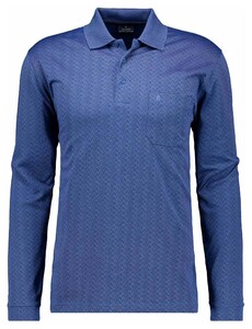 Ragman Long Sleeve Overdyed Jacquard Polo Blue Melange