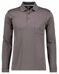 Ragman Long Sleeve Overdyed Jacquard Poloshirt Anthracite Grey