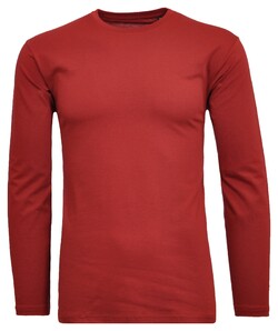 Ragman Long Sleeve Round Neck Cotton T-Shirt Dark Wine Red
