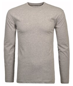 Ragman Long Sleeve Round Neck Cotton T-Shirt Grey Melange