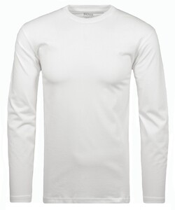 Ragman Long Sleeve Round Neck Cotton T-Shirt White