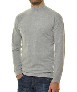 Ragman Long Sleeve Turtle T-Shirt Single Jersey Quality Grey Melange