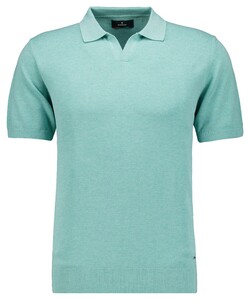 Ragman Melange Resort Collar Short Sleeve Cotton Knit Pullover Light Green