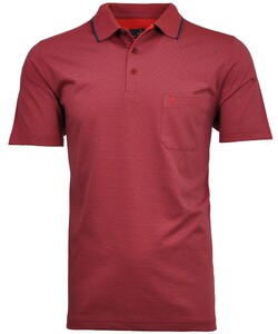 Ragman Minimal Dot Stripe Pattern Softknit Easy Care Poloshirt Red