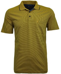 Ragman Minimal Dot Stripe Pattern Softknit Easy Care Poloshirt Yellow