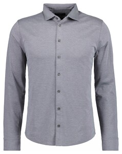 Ragman Modern Flanel Finish Uni Color Soft Knit Overhemd Zilvergrijs