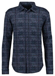 Ragman Multi Check Pattern Overshirt Dark Evening Blue