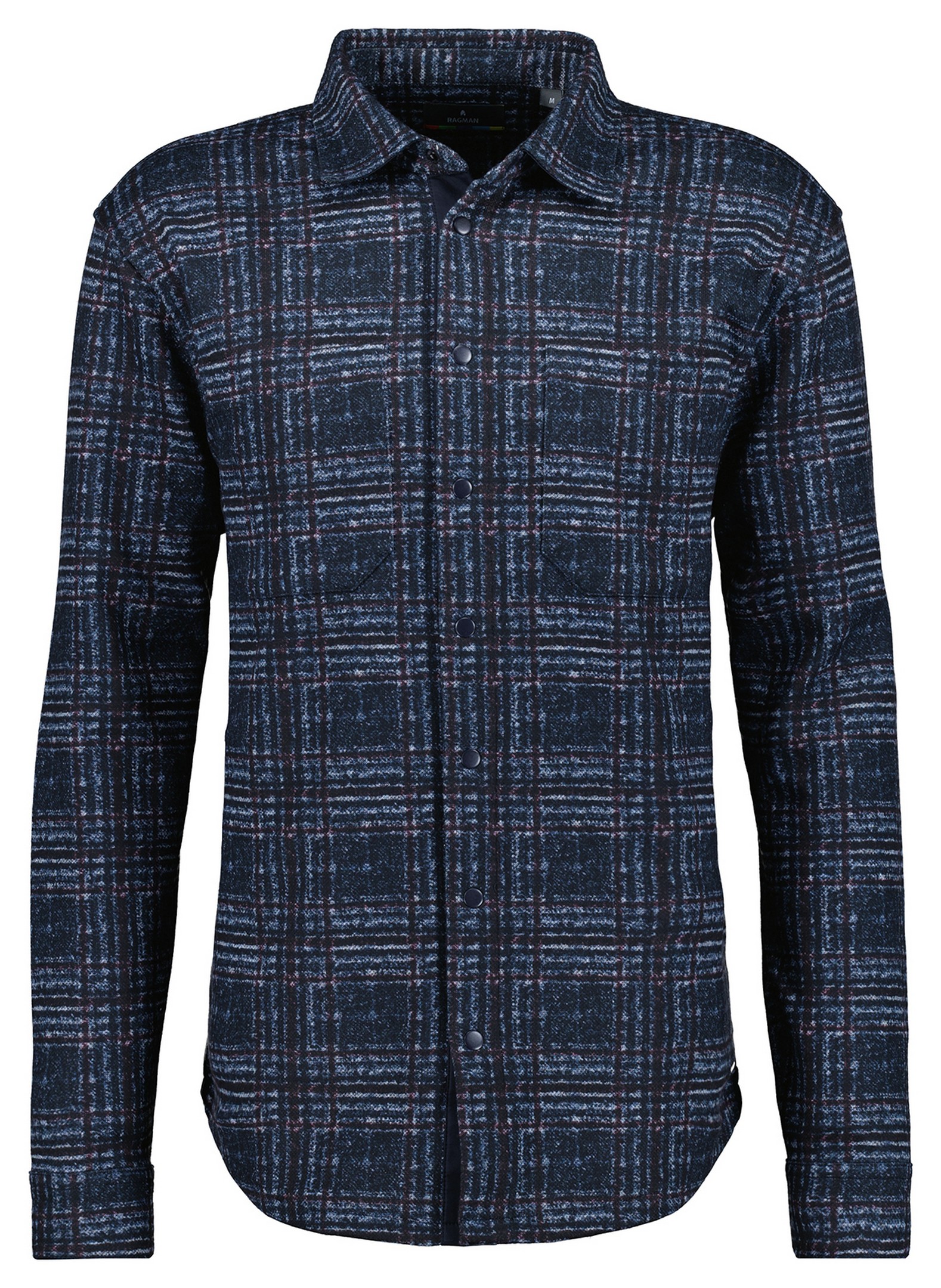 Ragman Multi Check Pattern Overshirt Donker Blauw
