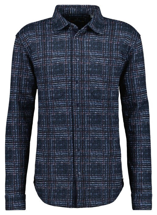 Ragman Multi Check Pattern Overshirt Donker Blauw