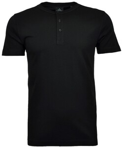 Ragman Pima Cotton Uni Button Collar Poloshirt Black