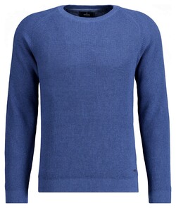 Ragman Round Neck Fine Texture Cotton Knit Trui Blue Sapphire