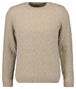 Ragman Round Neck Texture Knit Pullover Beige Melange