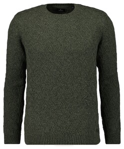 Ragman Round Neck Texture Knit Trui Hunter Green