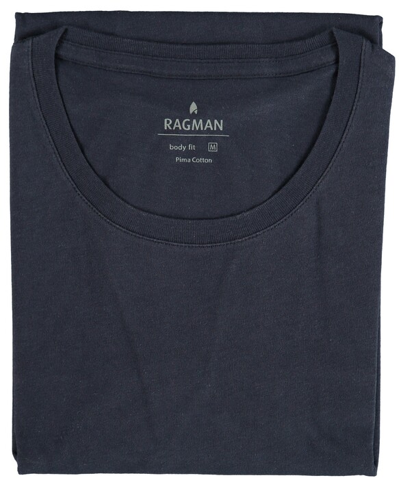 Ragman Round Neck Uni Bodyfit T-Shirt Donker Blauw