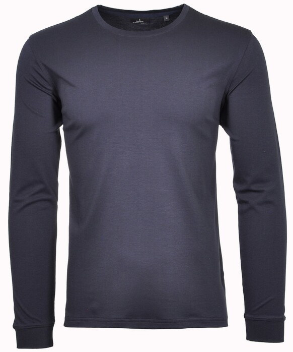Ragman Round Neck Uni Jersey Longsleeve Luxury Pima Cotton T-Shirt Donker Blauw