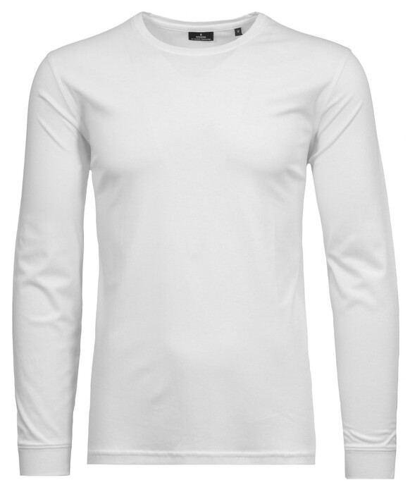 Ragman Round Neck Uni Jersey Longsleeve Luxury Pima Cotton T-Shirt White