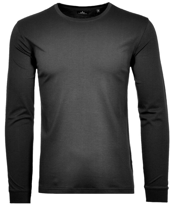 Ragman Round Neck Uni Jersey Longsleeve Luxury Pima Cotton T-Shirt Zwart
