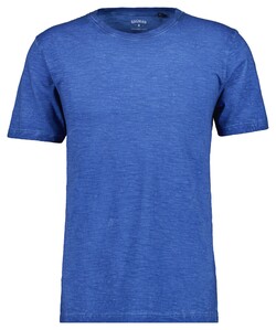 Ragman Slub Woven Jersey Crew Neck Melange T-Shirt Royal Blue