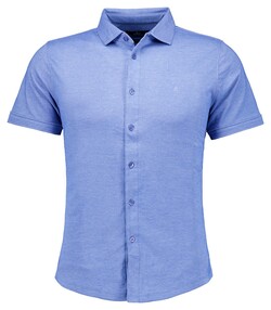 Ragman Soft Knit Easy Care Short Sleeve Solid Color Overhemd Blauw