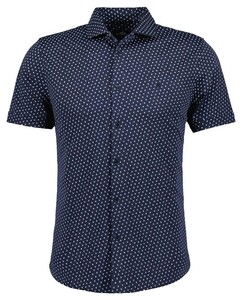 Ragman Soft Knit Fine Polka Dot Pima Cotton Fabric Mix Overhemd Marine