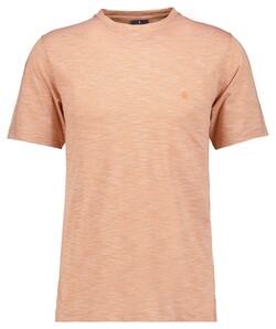 Ragman Soft Knit Fine Stripe Round Neck T-Shirt Apricot