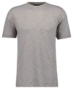Ragman Soft Knit Fine Stripe Round Neck T-Shirt Beige Melange