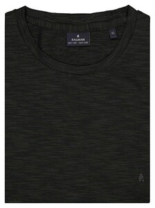 Ragman Soft Knit Fine Stripe Round Neck T-Shirt Dark Slate