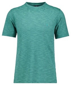 Ragman Soft Knit Fine Stripe Round Neck T-Shirt Emerald