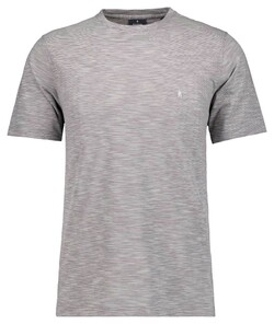 Ragman Soft Knit Fine Stripe Round Neck T-Shirt Grijs Melange