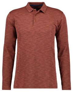 Ragman Soft Knit Flame Design Long Sleeve Poloshirt Burnt Orange