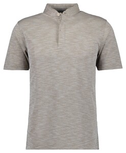 Ragman Soft Knit Flame Design Stand Up Collar Polo Beige Melange