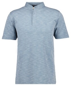 Ragman Soft Knit Flame Design Stand Up Collar Poloshirt Blue