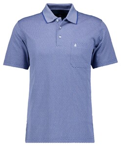 Ragman Soft Knit Jacquard Fantasy Collar Tipping Polo Duivenblauw