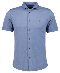 Ragman Soft Knit Minimal Jacquard Pattern Easy Care Kent Collar Shirt Pigeon Blue