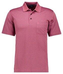 Ragman Soft Knit Subtle Jacquard Pattern Poloshirt Berry