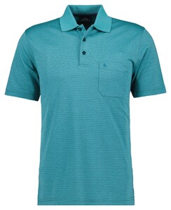 Ragman Soft Knit Subtle Jacquard Pattern Poloshirt Emerald