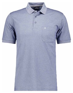 Ragman Softknit Allover Dot Pattern Polo Duivenblauw