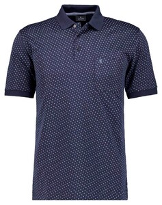 Ragman Softknit Allover Dot Pattern Poloshirt Marine