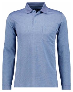 Ragman Softknit Easy Care Mini Jacquard Design Poloshirt Blue