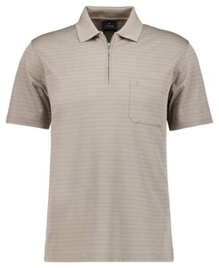 Ragman Softknit Fine Duo Line Zip Collar Poloshirt Beige