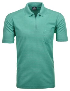 Ragman Softknit Fine Duo Line Zip Collar Poloshirt Pistachio