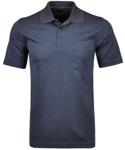 Ragman Softknit Fine Jacquard Pattern Polo Marine