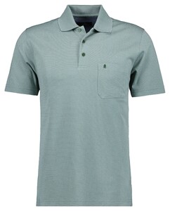 Ragman Softknit Fine Jacquard Pattern Poloshirt Mint Melange