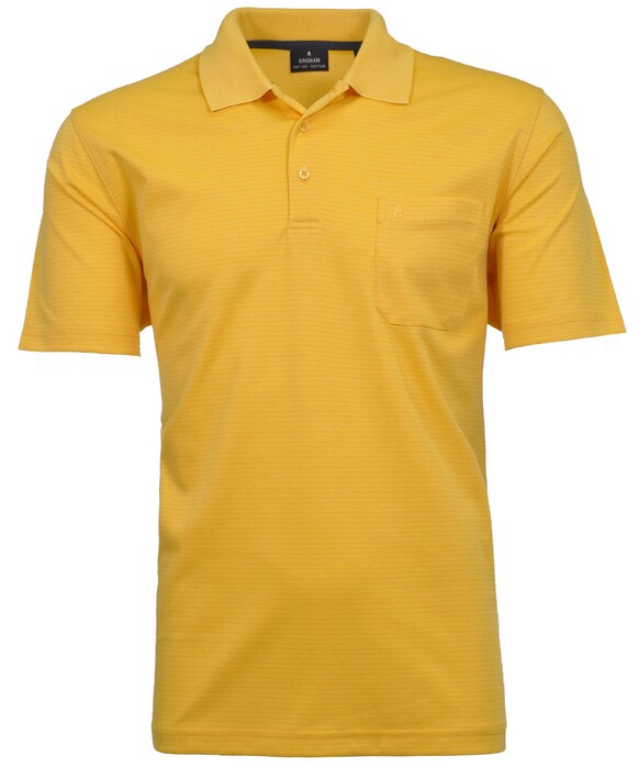 Ragman Softknit Fine Stripe Easy Care Poloshirt Sunny Yellow